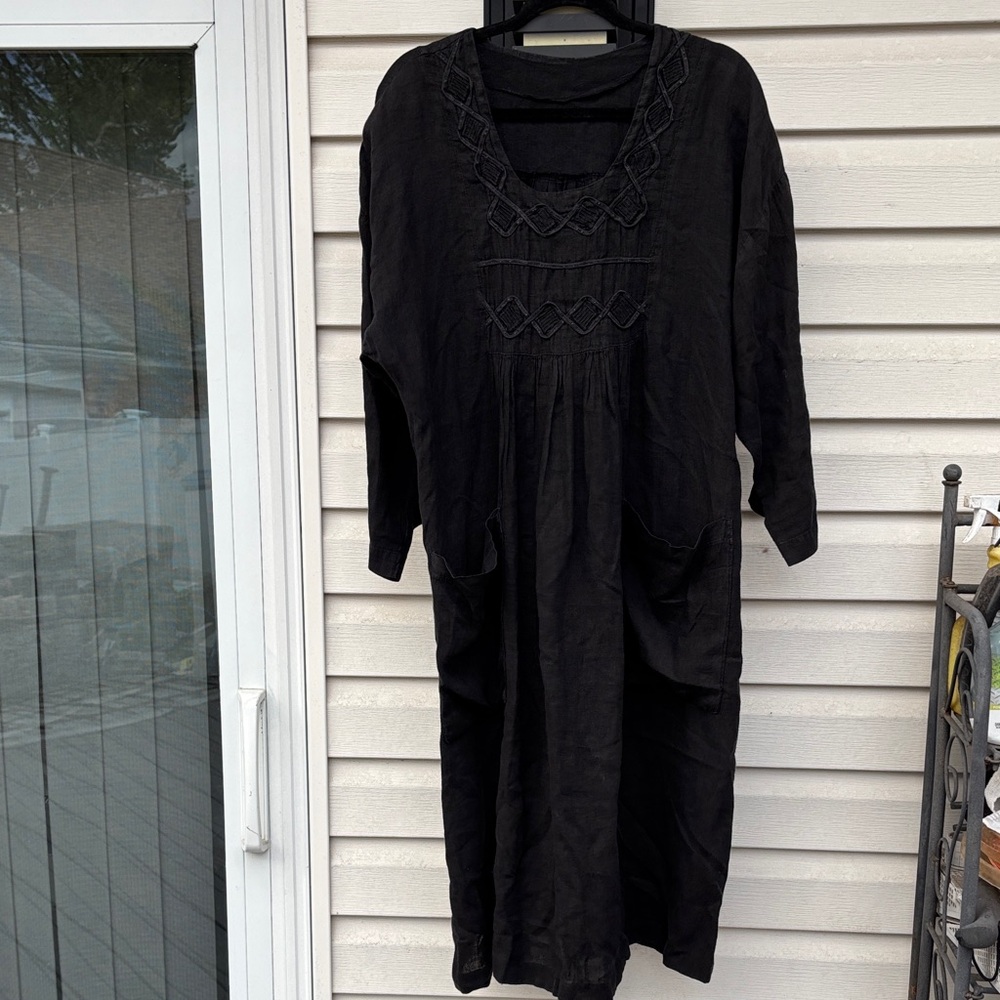 PUROLINO ITALY BLACK COTTON DRESS